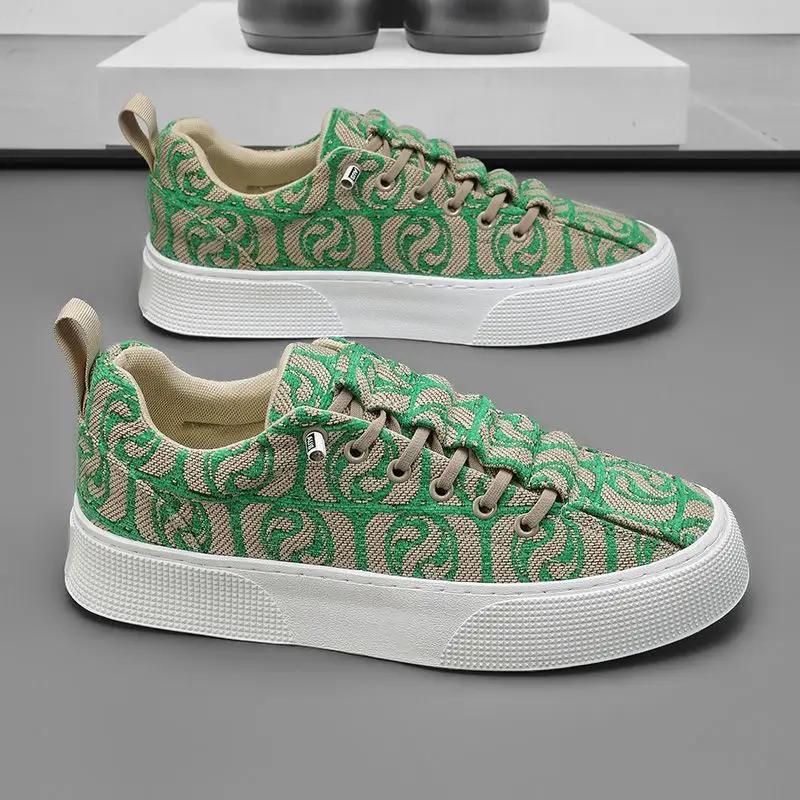 Man Shoe Chunky Korean Style Print Men's Casual Shoes Designer Luxury Classic Original New In High Quality Fashion Sneakers Work
