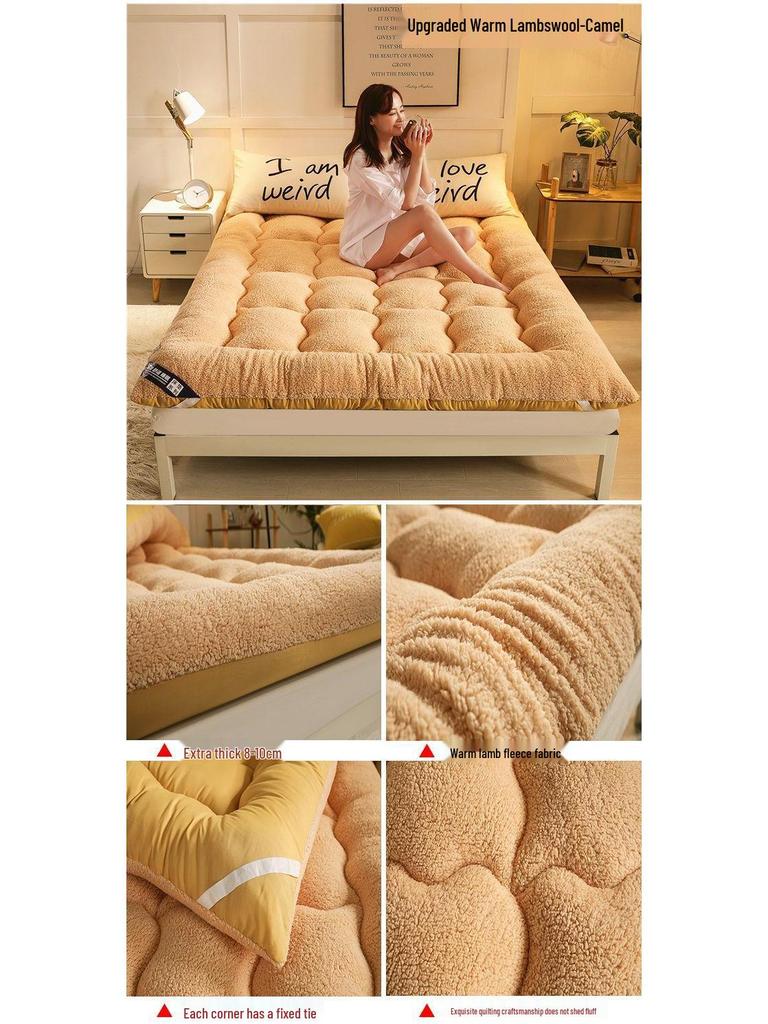 Thickened Warm Lambswool Tatami Mattress - Double, Anti-Slip, Foldable for Dorms
