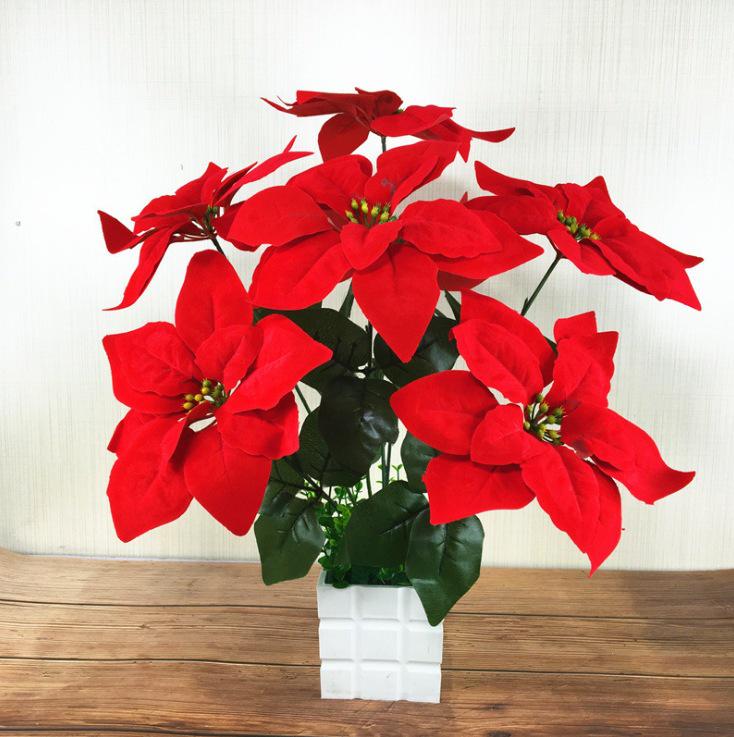 New Poinsettia Bouquet - Christmas Flannel Flower Decoration