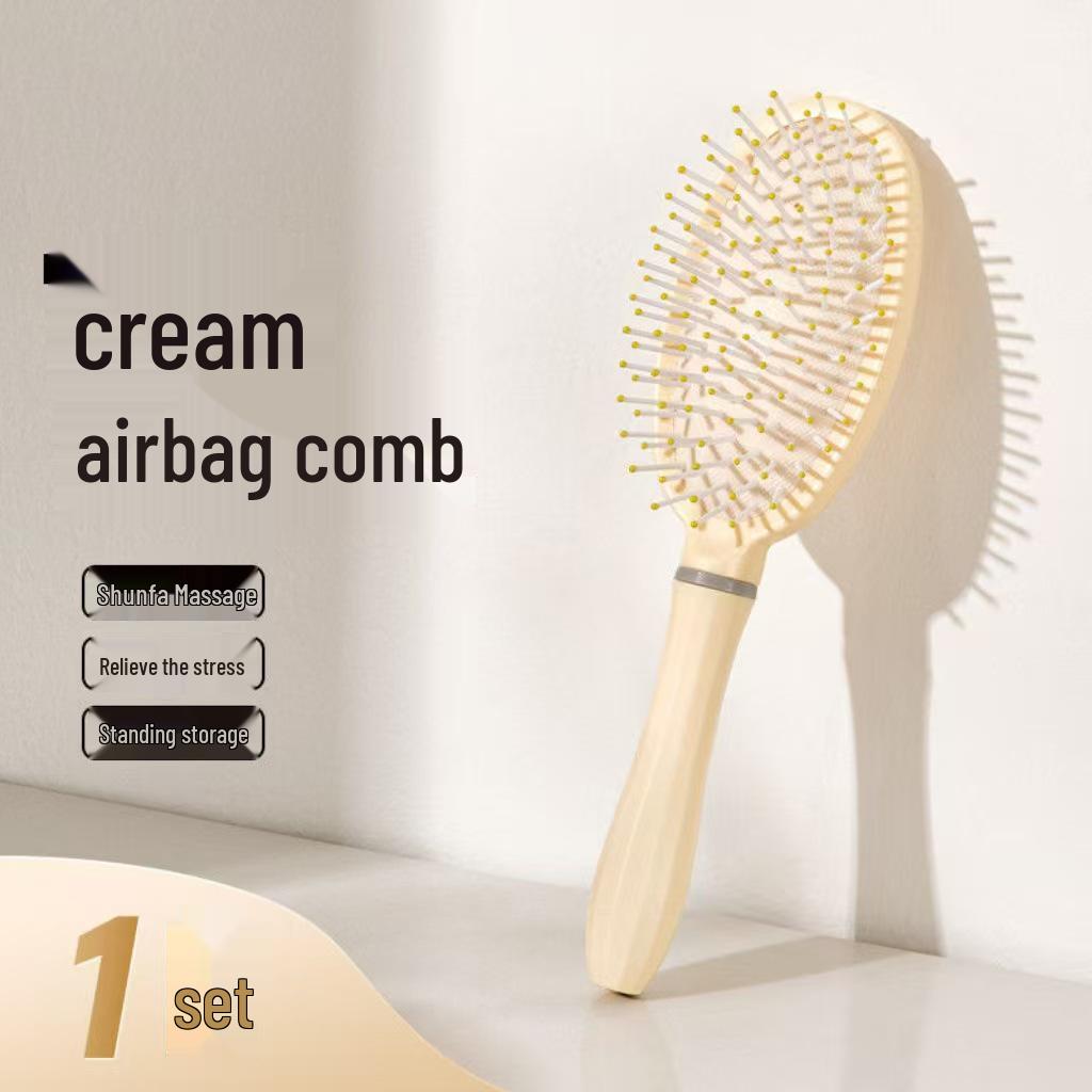 Cushion Brush 4-Piece Set: Smooth, Fluffy, and Curved Hair Styling Comb for Women - Dry/Wet Use with Massage Airbag