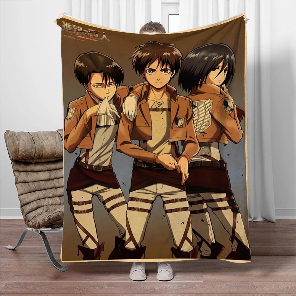 Vintage Japanese Anime Attack-on-Titan Flannel Blanket Soft Warm Throw Nap Blanket For Sofa Office Bed Office Camping Travelling