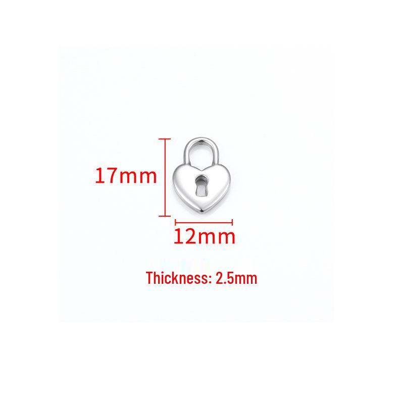 Stainless Steel Heart Lock Pendant for DIY Necklaces & Bracelets - Couple's Fashion Accessory