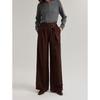 ELLE Women's High-Waist Lamb Wool Wide-Leg Pants