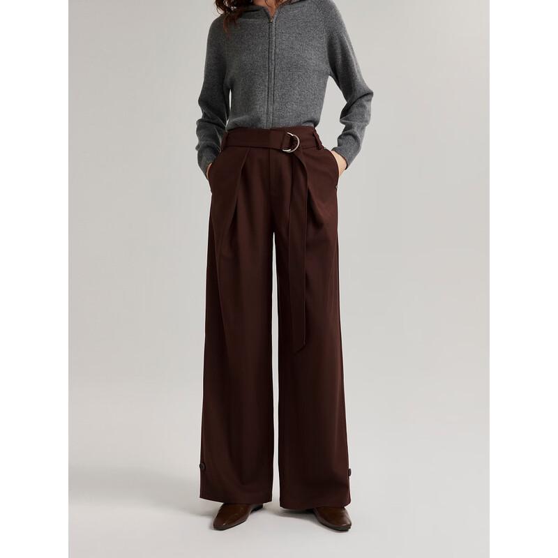 ELLE Women's High-Waist Lamb Wool Wide-Leg Pants