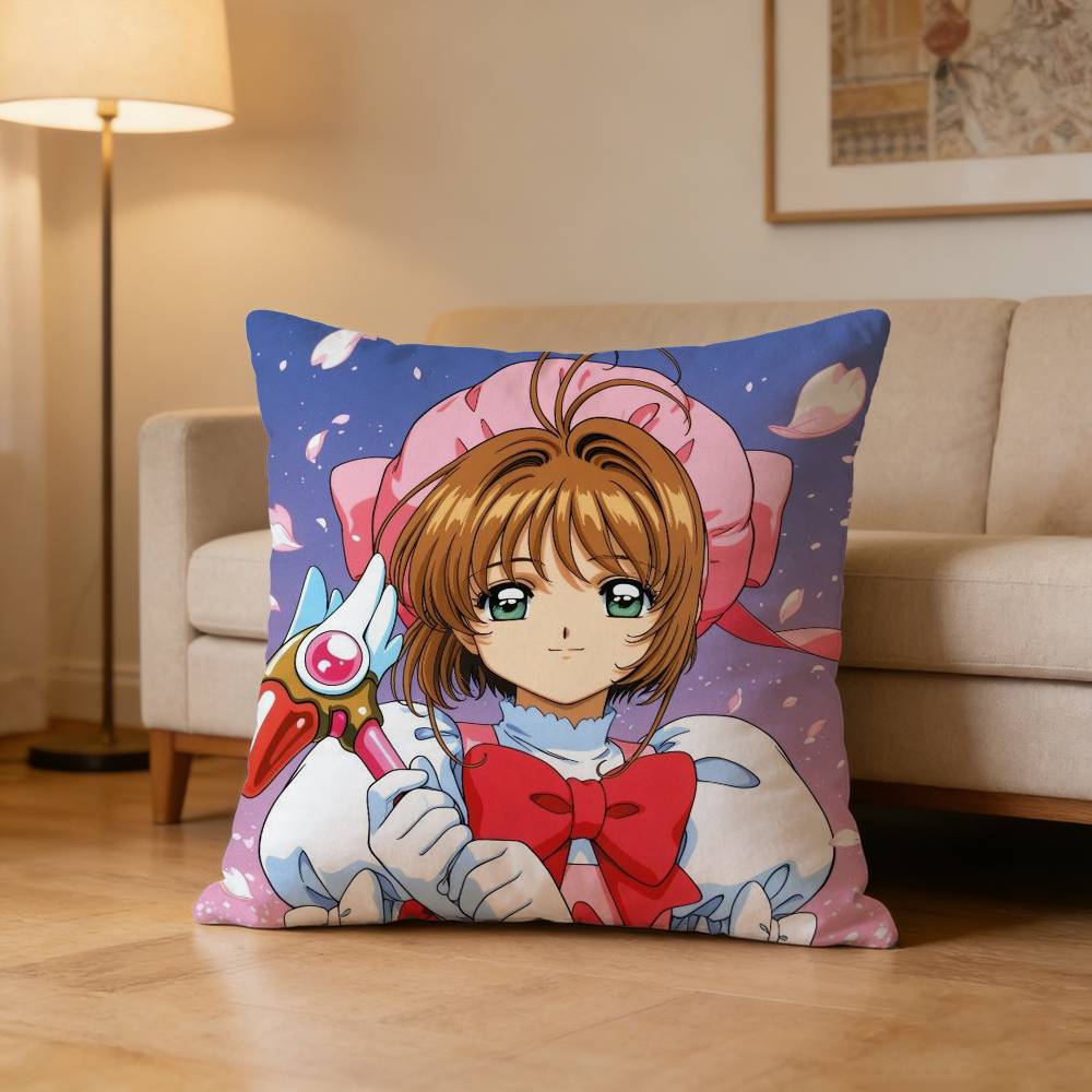 S-Sakura Kinomoto Pillow Case For Sofa Living Room Home Office Decor Protective Cover