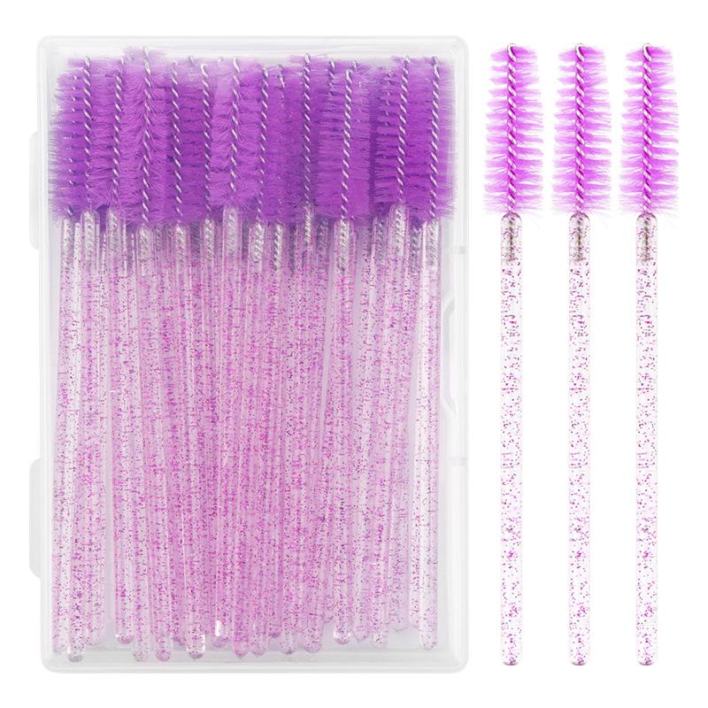 50-Pack Disposable Crystal Handle Eyelash Brushes