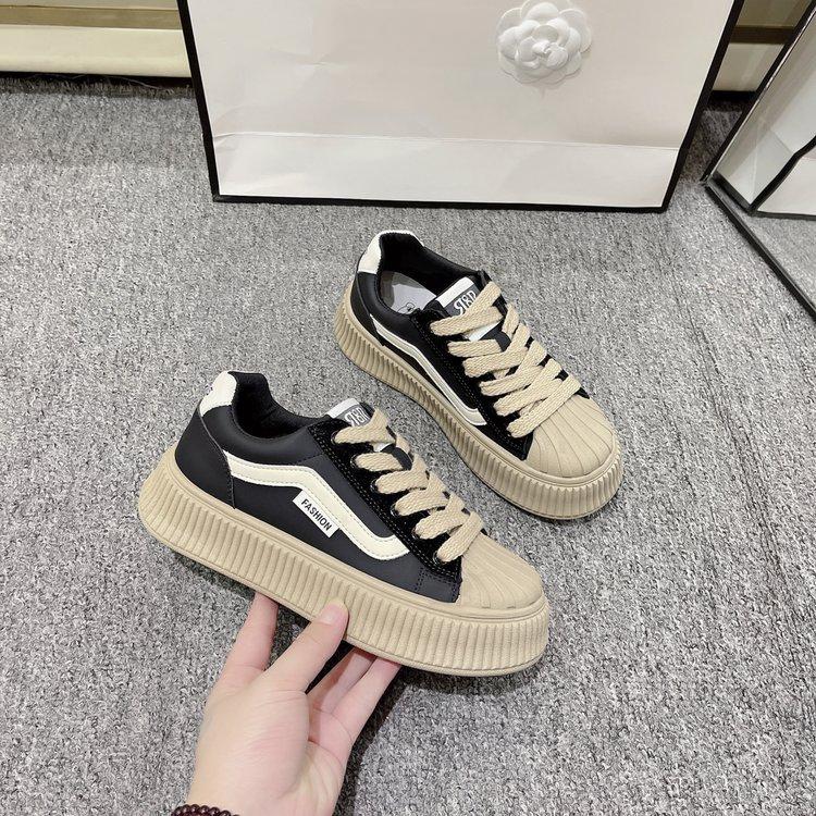 Dámské mušlové boty Nové podzimní boty na snadné nošení Studentské univerzální boty na platformě ve tvaru sušenky Ležérní tenisky pro studenty středních škol