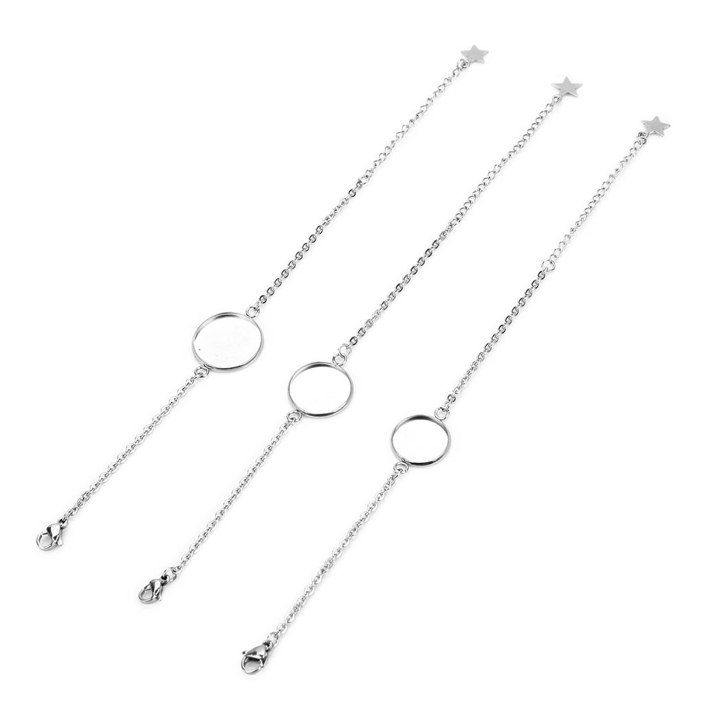 5 Stück Edelstahl Cabochon Armband Basis Passend für 12-20mm Runde Leere Fassung für Schmuckherstellung DIY Armbänder Zubehör