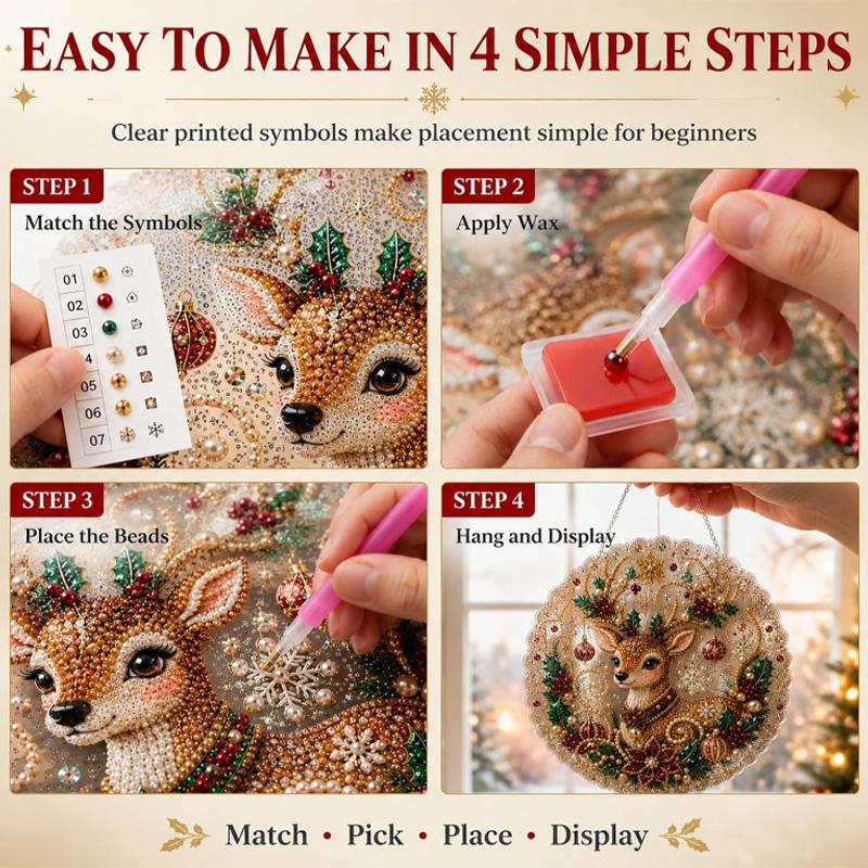 Perlen Diamantmalerei Sonnenfänger Set Bastelset Acryl Runde Platte mit Spitzenrand Perlen Basteln Weihnachten Diamantmalerei