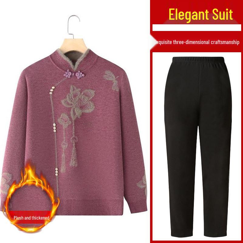 Damen Herbst/Winter Strickpullover - Gemütliche Samtgefütterte Strickjacke für Mütter