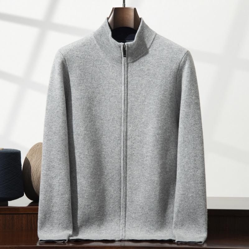 Men's Thickened Cashmere Zip Cardigan - Autumn/Winter Long-Sleeved Knit Sweater