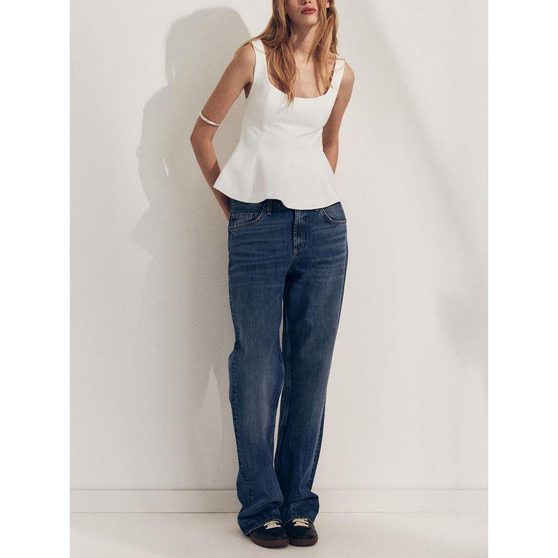 Za2025 Spring New Women's Clothing Square Collar Sleeveless Cropped Short Skirt Hem Stretch Comfortable Top 2180011