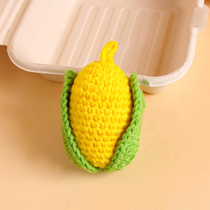 Charming Crochet Fruit Keychain: Persimmon & Strawberry Wool Pendants