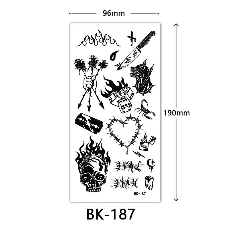Temporary Tattoos for Women and Men – Sketch Flower Design Body Decals, Realistic Floral Fake Stickers, 2 Sheets