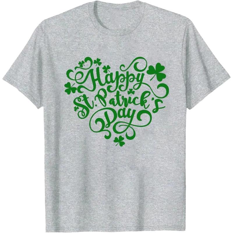 New Happy St Patricks Day Shirt Saint Patricks Day Love Heart TShirt Summer Casual Soft and Comfortable Tee Tops