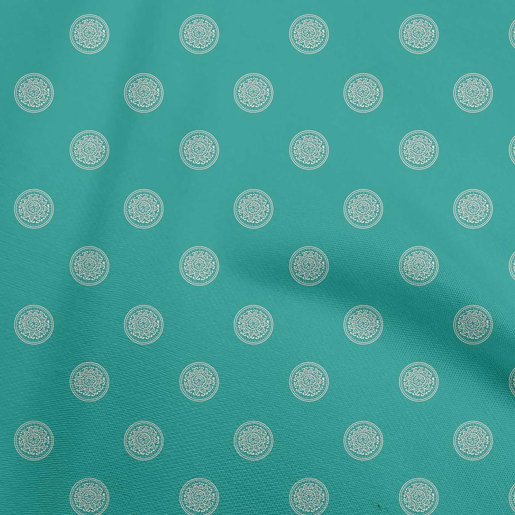 oneOone Cotton Poplin Dusty Teal Green Fabric Asian Circle Block Diy Clothing Quilting Fabric Print Fabric By Yard 42 Inch