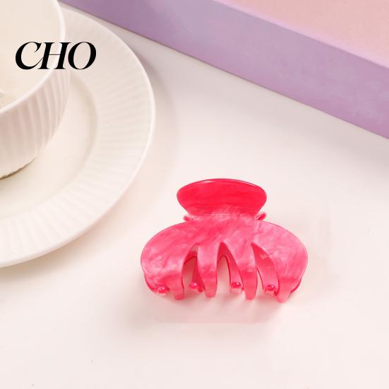 Strong Hold Hair Claw Anti-slip Teeth Leopard Heart Print Clip Pink Series Women Medium Size Back Head Shark Grip Accessory Multiple Colors