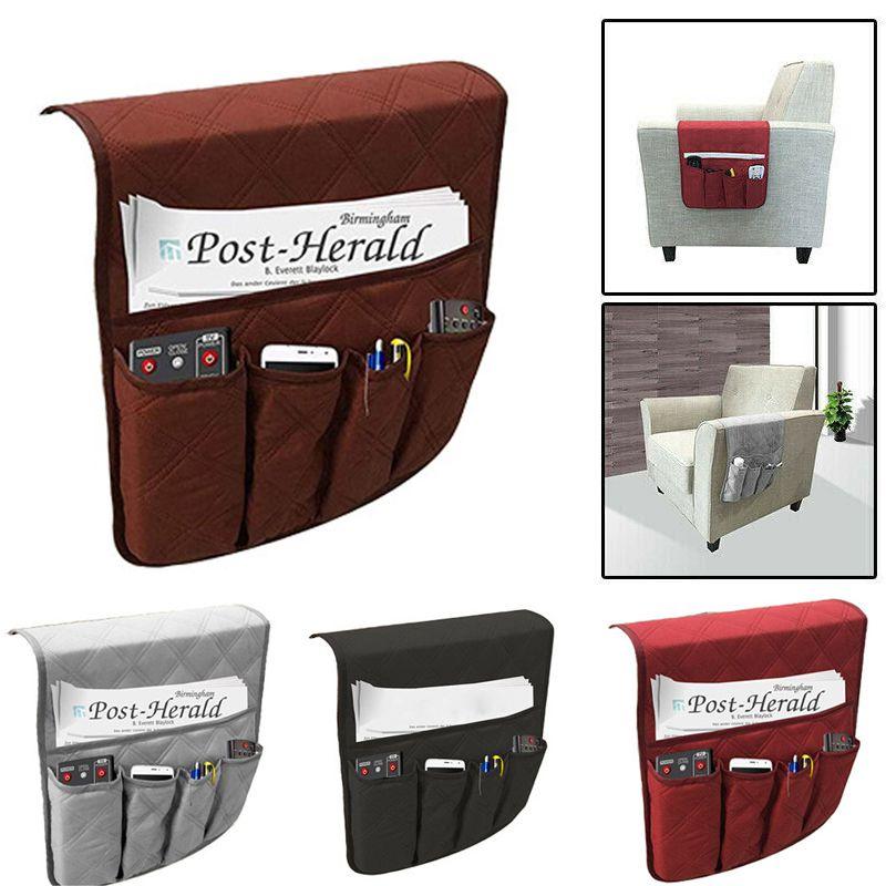 Multifunctional 5 Pocket Sofa Chair Arm Rest Organiser Tray For Clutter-free Living