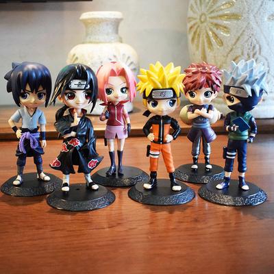 NARUTO 6 Pcs 15cm Figure Sasuke Killer Bee Tobi Gaara Kakashi Character Stands With Exclusive Base  Dolls