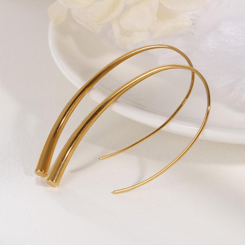 Korean Fashion Titanium Steel Line Earrings for Women