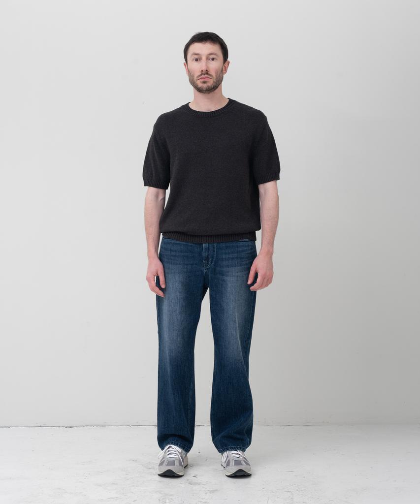 MANNERGRAM Upw Washable Cotton Round Short Sleeve Knit Dark Gray