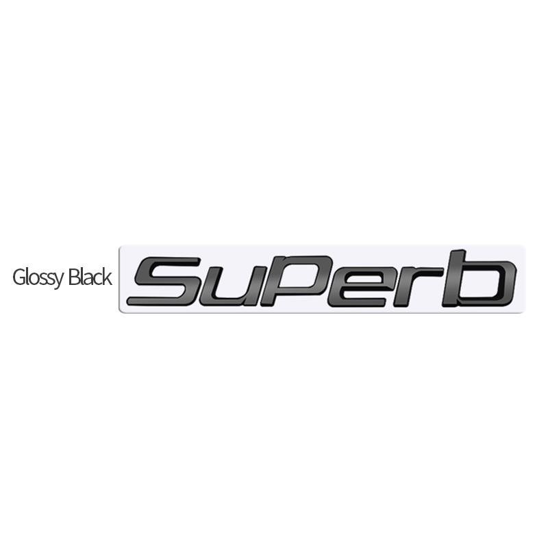 JBIW9 MetaL 3D Badge Logo Car Rear Trunk Body Sticker Letter Emblem For Skoda SUPERB 4X4 Accessories Glossy Black Matte black
