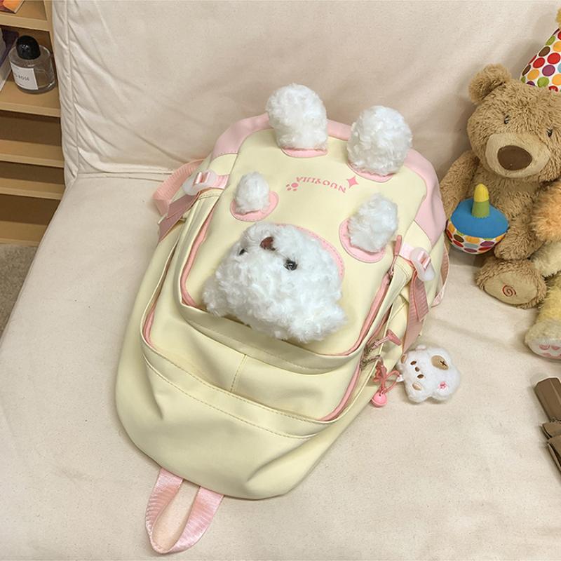 Trendy Teenager Girl Cute Bear Schoolbag High Value Junior High School Student Pupil Backpack Waterproof Nylon Book Bag Children Holiday Surprise Gift