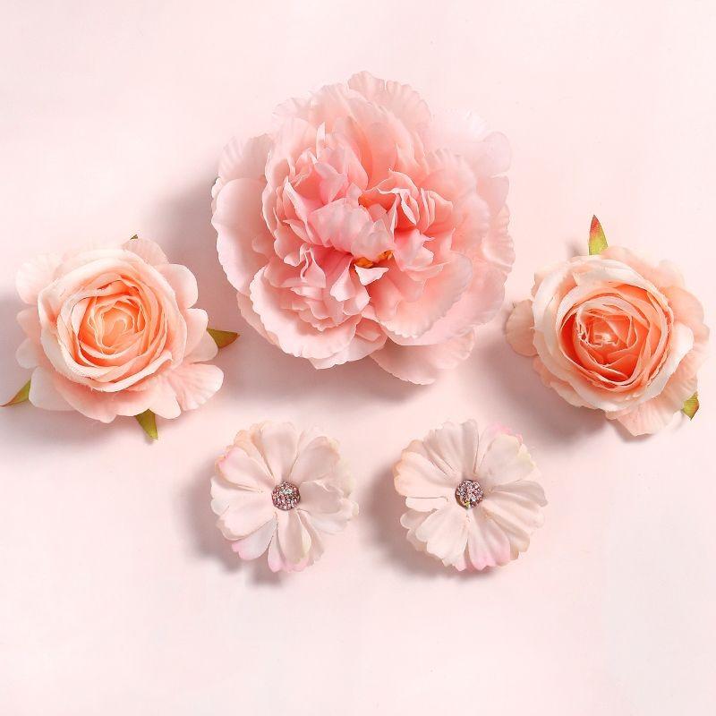 Mixed Rose Artificial Flowers Silk Fake Flowers Heads for Room Home Decor Wedding Decoration DIY Craft Garland Gifts Accessories