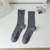 Summer Solid Color Mesh Middle Tube Women Socks Lightweight Breathable Fashion Versatile Ruffle Ballet Style Lolita Girls Socks