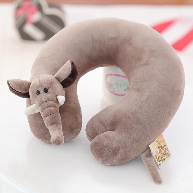 

cartoon animals U type pillow Portable neck pillow for travelling gift High quality and low price Elephant#0