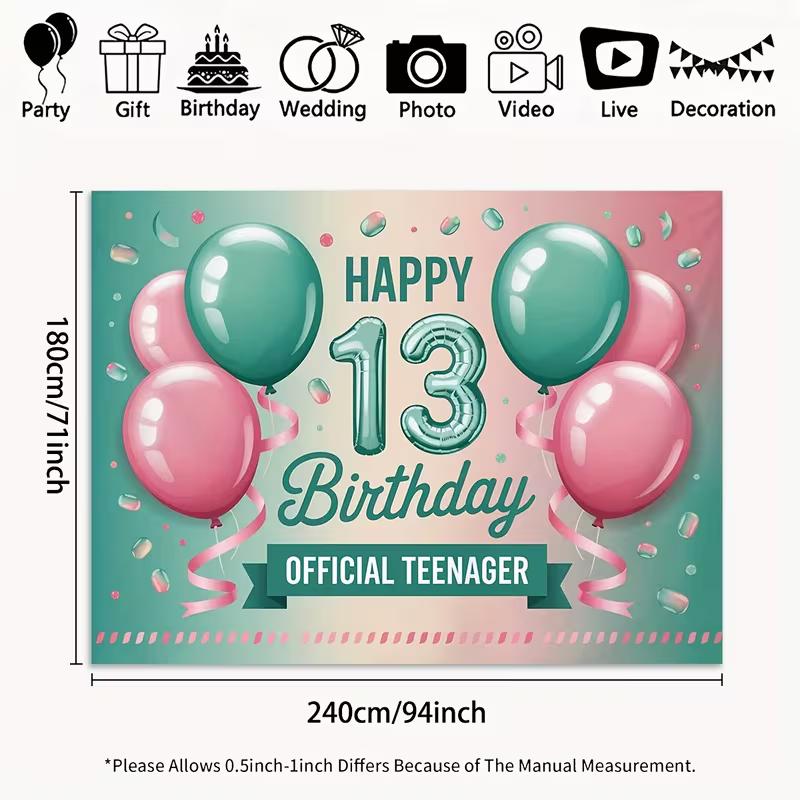 2D Pastell-Farbverlauf-Hintergrund für den 13. Geburtstag von Mädchen, moderne & trendige Partys