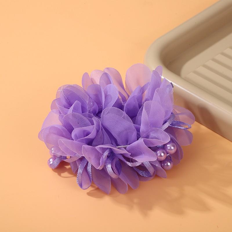 Children's Cute Head Flower Pearl Princess Little Girl Ball Hair Rings Circle Rubber Band Styling Tools Accessories