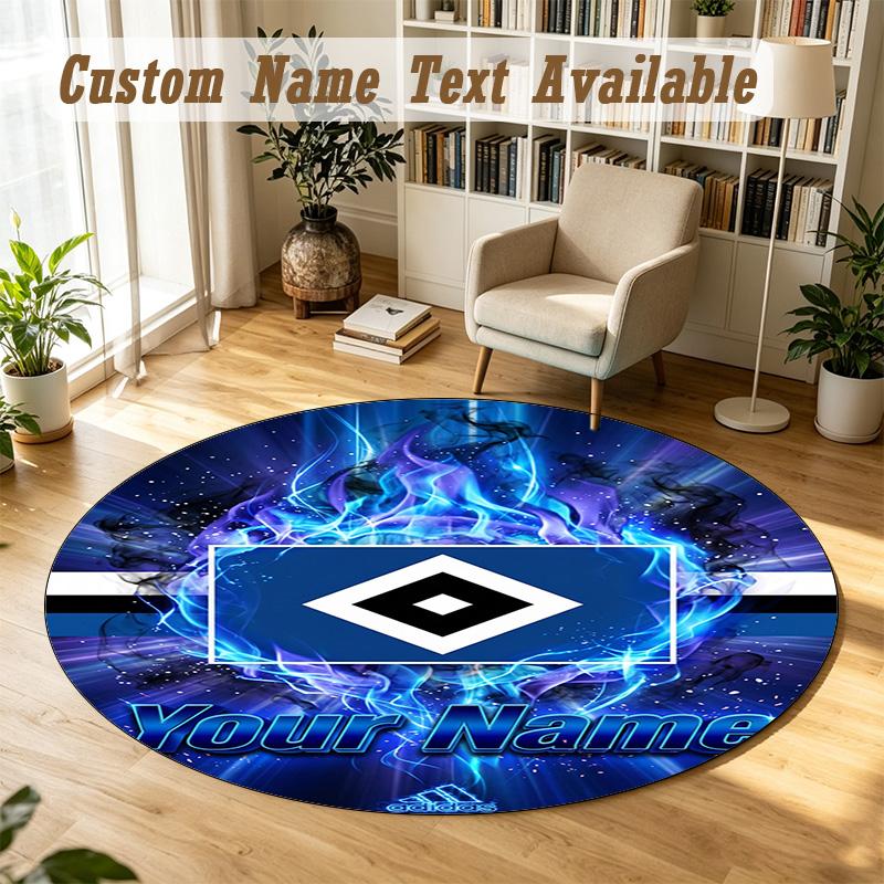 Round Rug Custom NameHamburger SV Pattern Non Slip Carpet Home Floor Decor