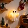 Estilo Raro Acento para el Hogar Fantasma de Halloween Dedo Medio Luz Nocturna que Brilla Lámpara LED de Pared Divertida Figura de Resina Espeluznante Decoración de Mesa Linda