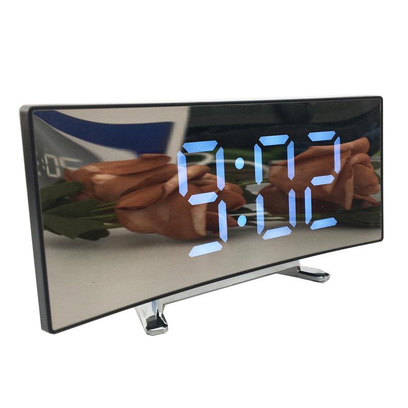 7 tommers digital vekkerklokke buet dimbar LED elektronisk digital skrivebordsklokke stort tall bordklokke