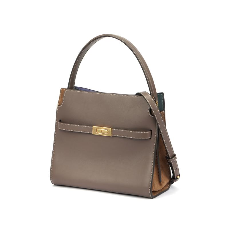 Tory Burch Lee Radziwill Snap Fastening Leather Shoulder Crossbody Tote Small Women's Shell 80735-093