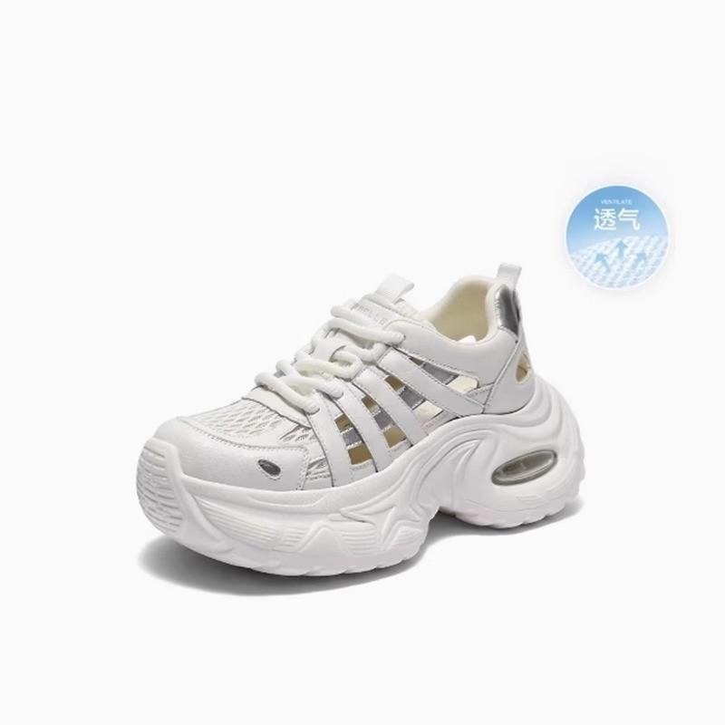 2025 Summer Breathable New Hollow Dad Shoes Women's Shoes Platform Mesh Casual Shoes Comfortable Sports Shoes