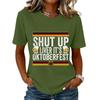 Unisex Casual Short Sleeve Pullover T Shirt with Letter Print Crew Neck Top Suitable for Oktoberfest and Everyday Wear