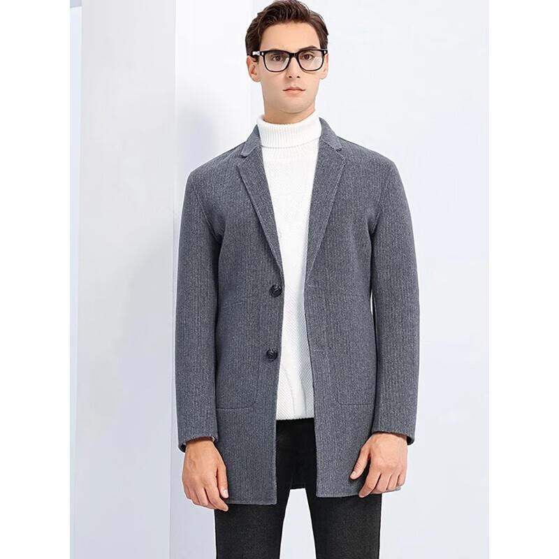 Yilten Men's Wool Blend Mid-length Lapel Coat