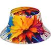 Colorful Paint Print Print Bucket Hat Multicolored Fisherman Cap Packable Sun Hat for Men and Women