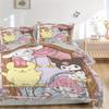 3pcs Happy Pom Pom Purin and Friends Bedding Set, Including 1 Quilt Cover and 2 Pillow Shams,Soft and Comfortable Home Bedroom .W044