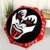 KISS Rock and Roll Naklejka na twarz Naklejka Parasol, Przenośny Kompaktowy Parasol Trójzłożony dla Mężczyzn i Kobiet Prezent