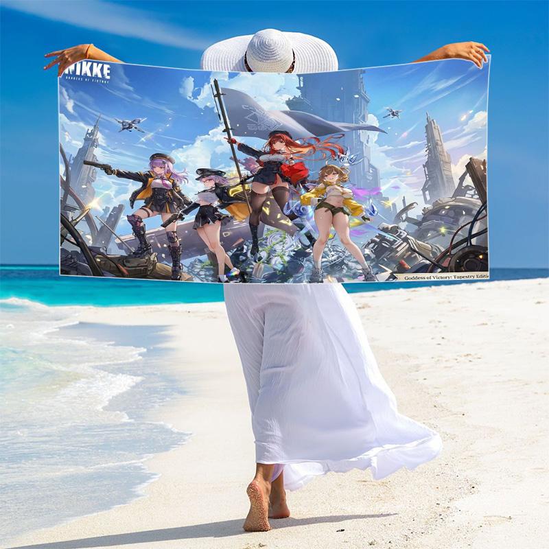 GODDESS OF VICTORY NIKKE Print Beach Towel, Large Soft Quick Dry Towel for Beach Camping Swimming