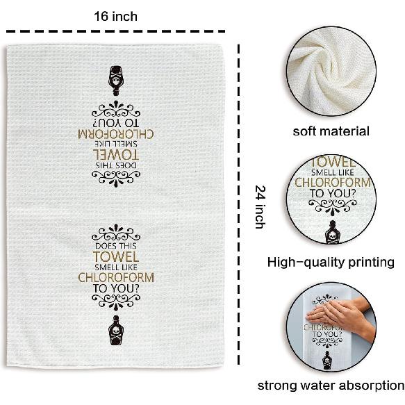 Funny Gothic Kitchen Towels, Does This Towel Smell Like Chloroform Hand Towels, Funny Decorative Dish Towels Dishcloths Tea Towels for Kitchen, Funny