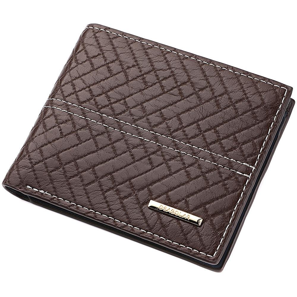 New PU Leather Men's Wallet Black Coffee Multi-slot Short Coin Purse Large Capacity Money Bag Men Male