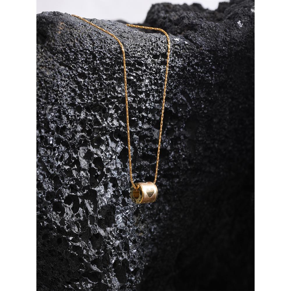 Yhpup Chic Heart Round Pendant Movable Chain Stainless Steel Waterproof Necklace Charm Gold Color 18k Plated Jewelry Love's Gift