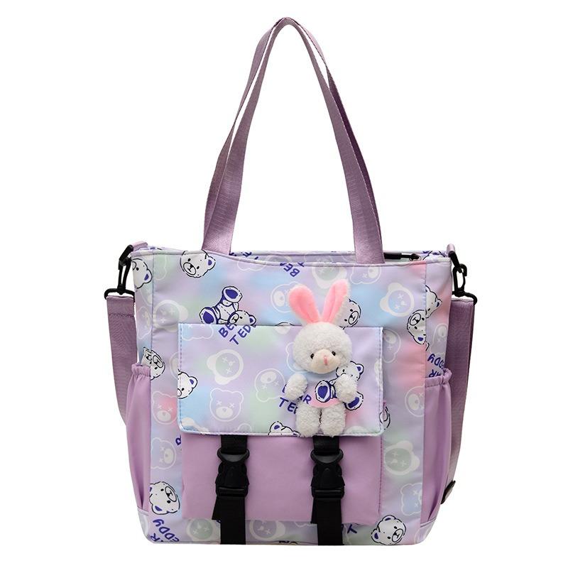 Student Tutoring Bag Harajuku Simple Printed Messenger Bag Student Shoulder Bag Portable Class Cartoon Tote Bag