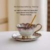 Guirong Retro Stripe Ceramic Latte Art Coffee Cup
