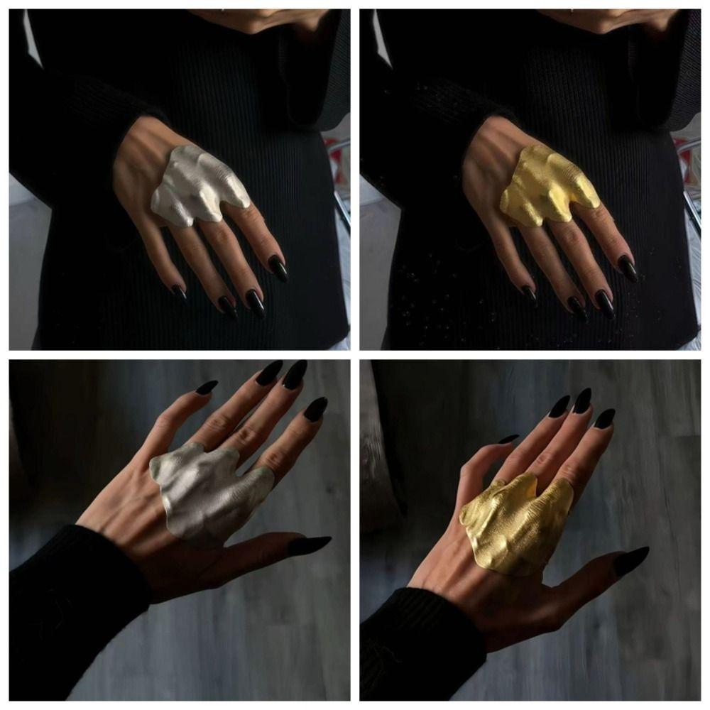 Creative Exquisite Irregular Ring Vintage Light Luxury Wrinkled Joint Ring Funny Finger Accessories Gifts