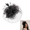 Women's Formal Fascinator Headpiece with Mesh Net Feather Detail Tea Party Styling for Wedding Guest Looks and Parties